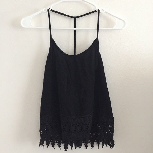 Forever 21 Tops - F21 black tank top with lace detail